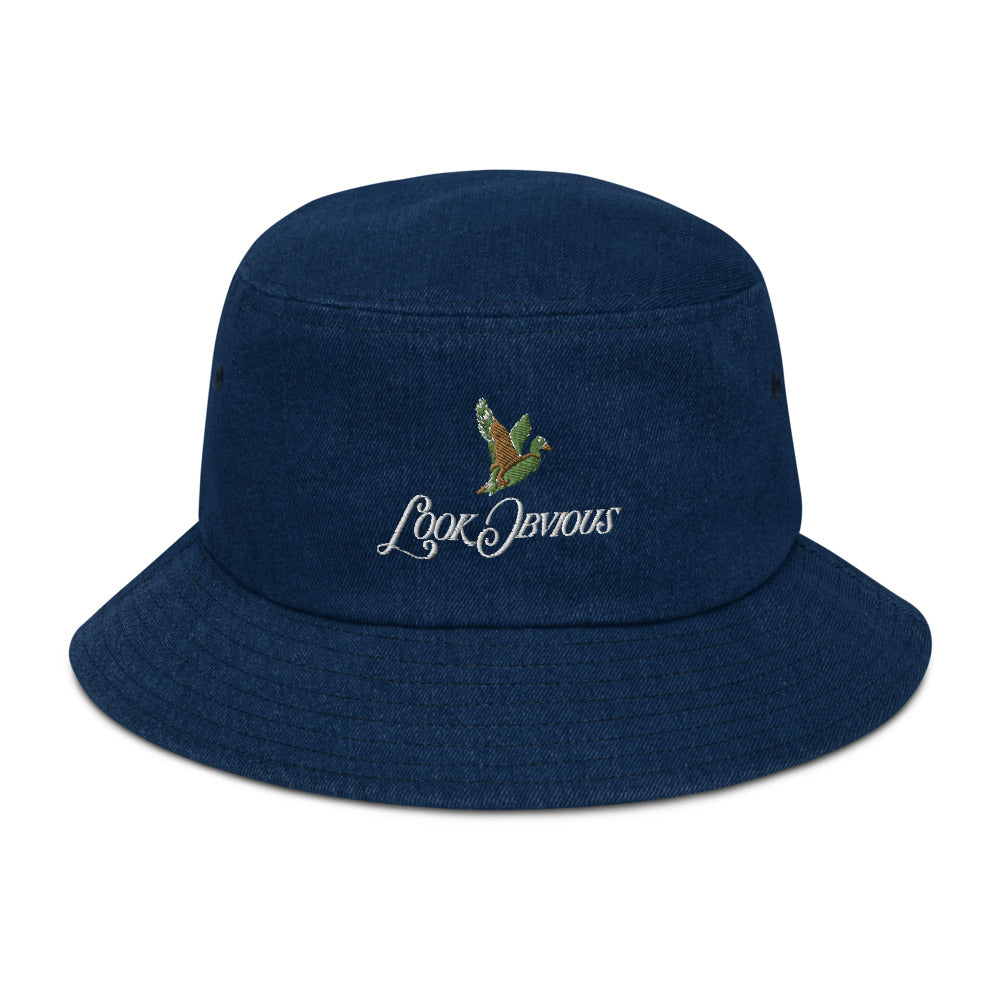 Duck Embroidered Denim Bucket Hat
