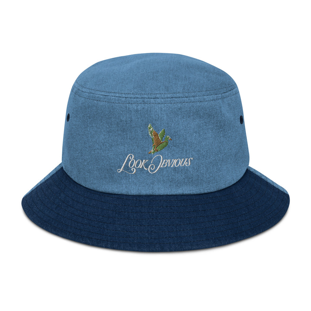 Duck Embroidered Denim Bucket Hat
