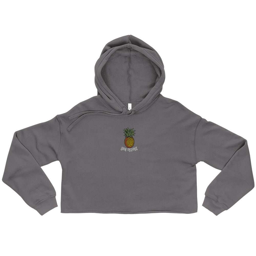 Pineapple Embroidered Women's Crop Hoodie